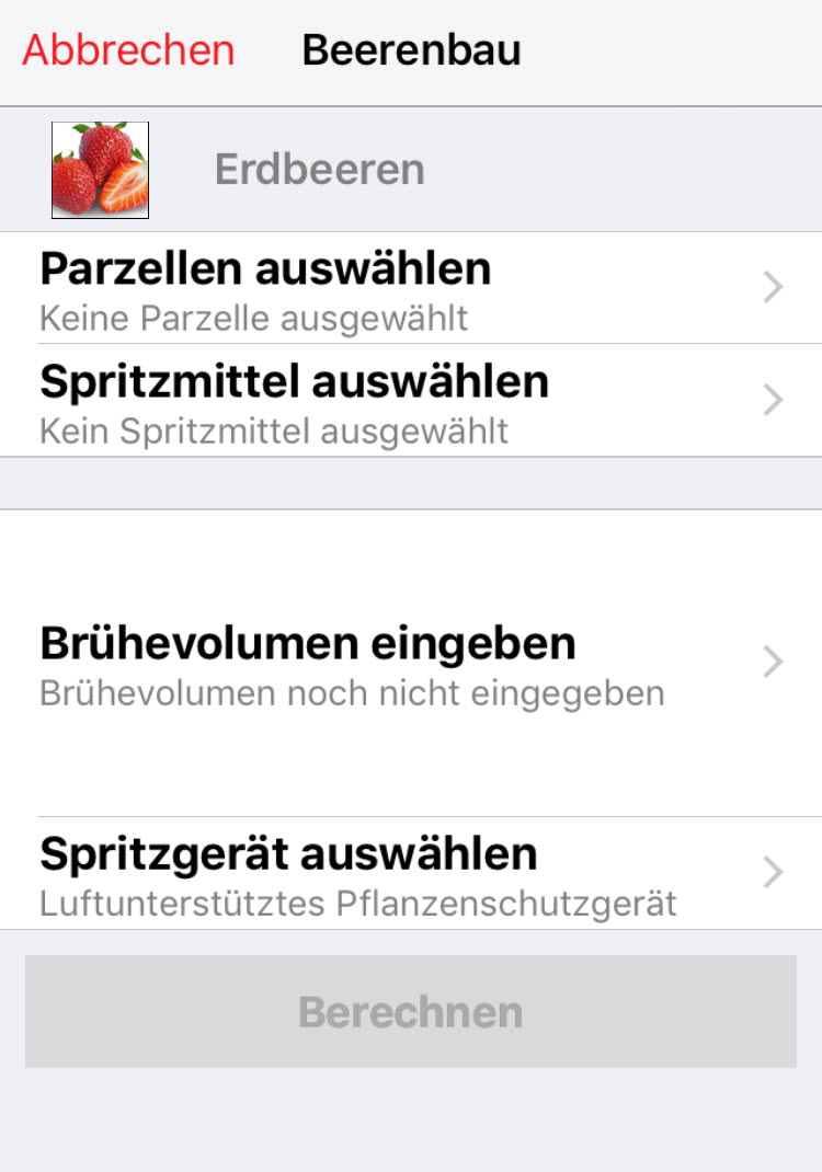 iOS Spritzmittelrechner Beerenbau Berechnung