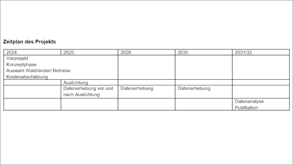 Zeitplan des Projekts