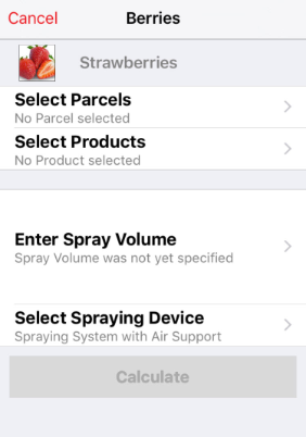 iOS Spraycalculator Berries Calculation