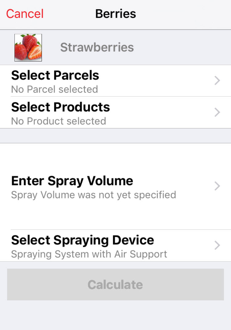 iOS Spraycalculator Berries Calculation