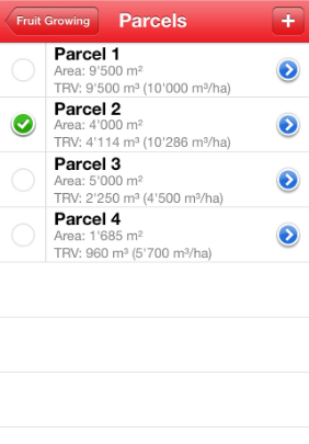 iOS Spraycalculator Fruit Growing Parcels