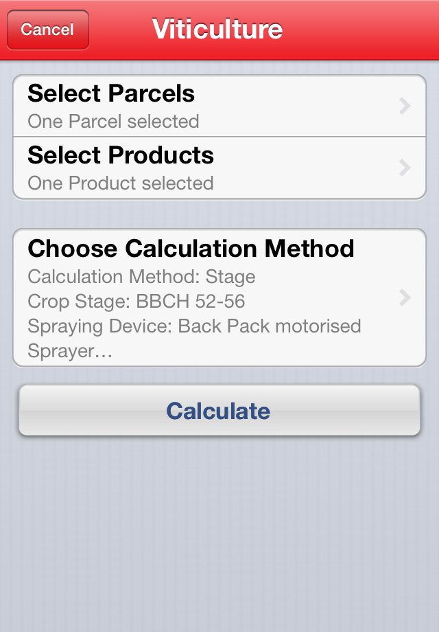 iOS Spraycalculator Viticulture Calculation