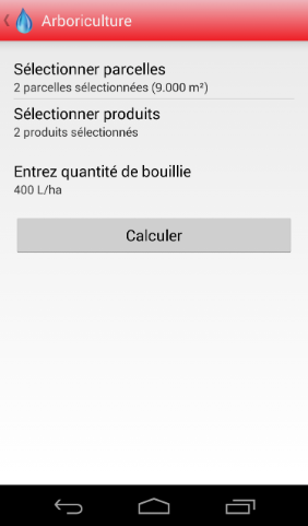 Android Calculateur de dose de produits phytosanitaires Arboriculture Calculation