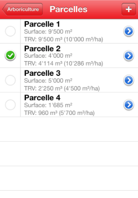 iOS Calculateur de dose de produits phytosanitaires Arboriculture Parcelles