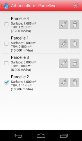 Android Calculateur de dose de produits phytosanitaires Arboriculture parcelles