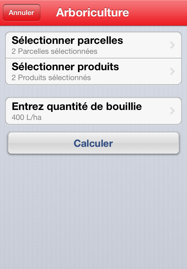 iOS Calculateur de dose de produits phytosanitaires Arboriculture Calculation