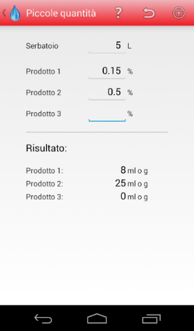 Android Calcolatore prodotti fitosanitari Piccole quantità