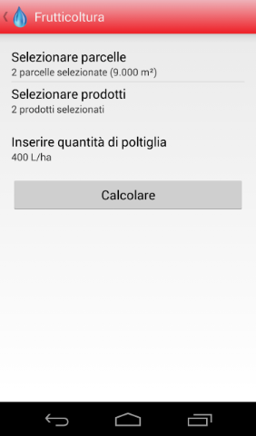 Android Calcolatore prodotti fitosanitari Frutticoltura Cacolazione