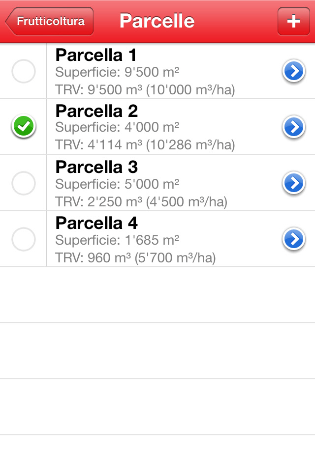 iOS Calcolatore prodotti fitosanitari Frutticoltura Parcelle