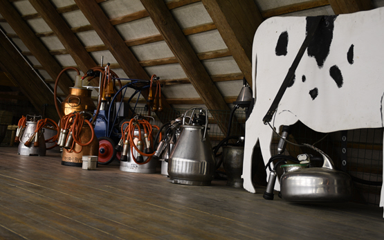 Der Bereich Melktechnik zeigt die Entwicklung des Melkens